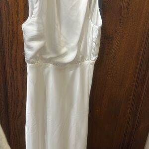 Lulu's Cream Satin Midi Dress
